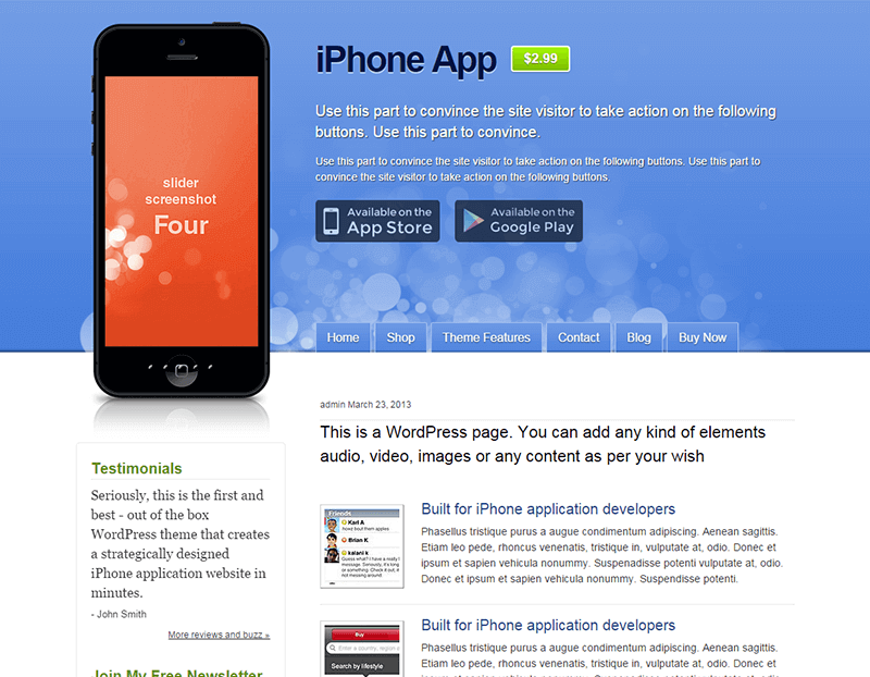 iPhone App WordPress Theme