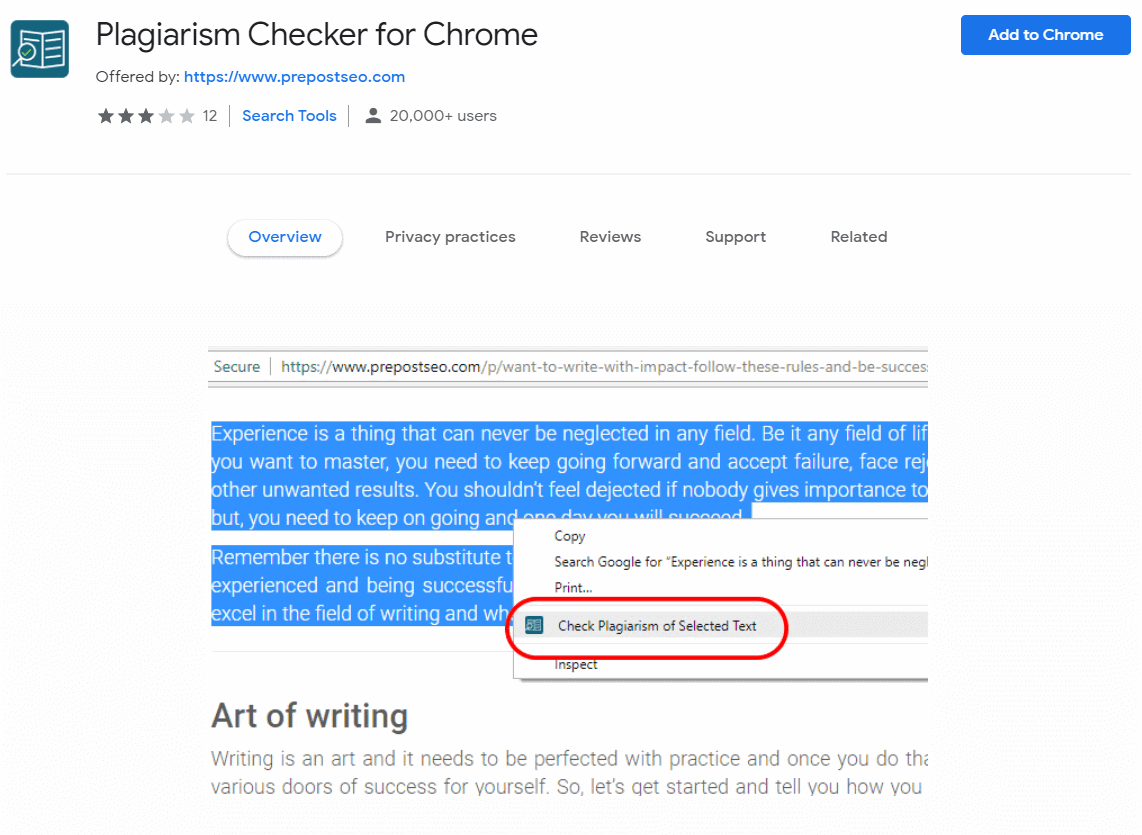 Plagiarism Checker Chrome Extension