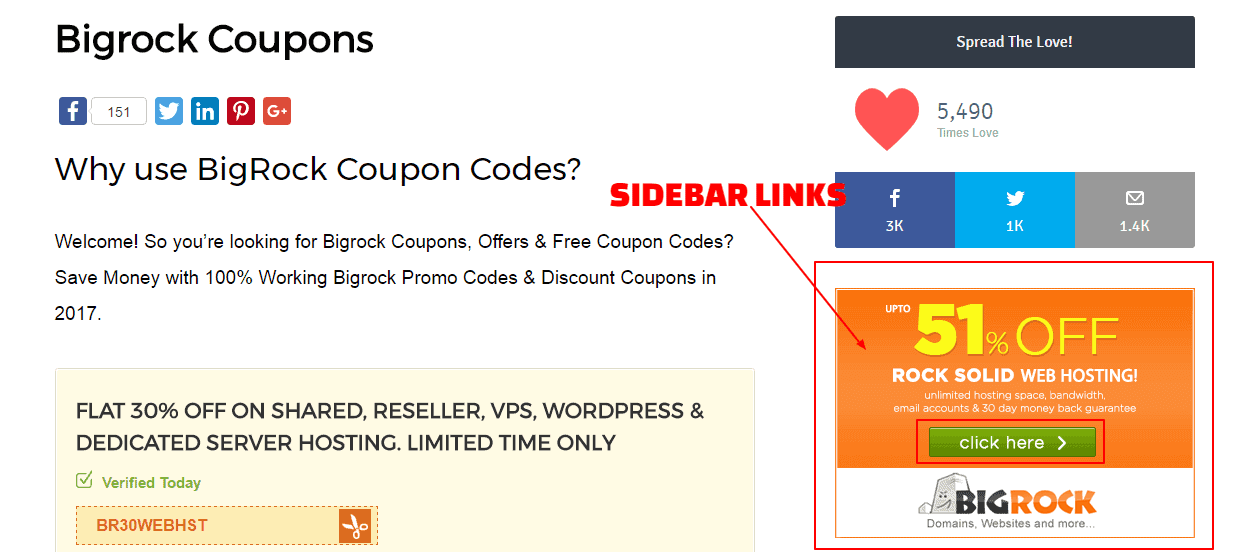 Sidebar links